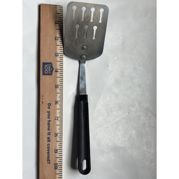VTG EKCO Slotted Keyhole Spatula Turner Flipper Stainless Steel USA 10.5" Black - Picture 8 of 9